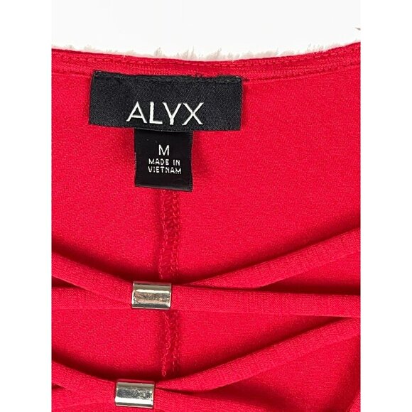 Alyx Medium Red 3/4 Sleeve Sharkbite Top Criss Cross Neck - Picture 7 of 9